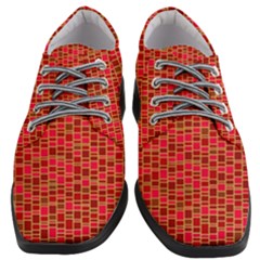 Geometry Background Red Rectangle Pattern Women Heeled Oxford Shoes by Ravend