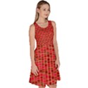 Geometry Background Red Rectangle Pattern Knee Length Skater Dress With Pockets View3