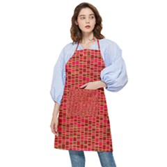 Geometry Background Red Rectangle Pattern Pocket Apron by Ravend