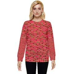 Geometry Background Red Rectangle Pattern Hidden Pocket Sweatshirt by Ravend