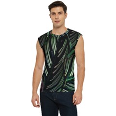 Calathea Leaves Strippe Line Men s Raglan Cap Sleeve T-shirt by Ravend