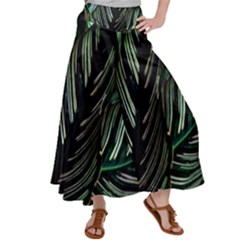 Calathea Leaves Strippe Line Women s Satin Palazzo Pants by Ravend