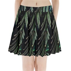 Calathea Leaves Strippe Line Pleated Mini Skirt by Ravend