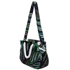 Calathea Leaves Strippe Line Rope Handles Shoulder Strap Bag by Ravend