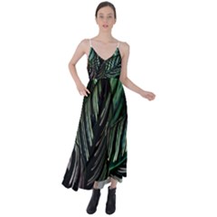 Calathea Leaves Strippe Line Tie Back Maxi Dress by Ravend