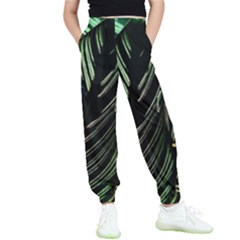 Calathea Leaves Strippe Line Kids  Joggers by Ravend