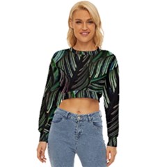 Calathea Leaves Strippe Line Lightweight Long Sleeve Sweatshirt by Ravend