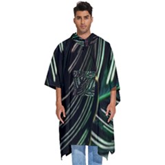 Calathea Leaves Strippe Line Men s Hooded Rain Ponchos by Ravend