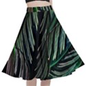 Calathea Leaves Strippe Line A-Line Full Circle Midi Skirt With Pocket View1