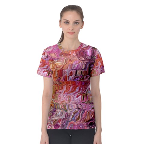 Abstract Crosscurrents Smudged Vibrance Women s Sport Mesh T-shirt by kaleidomarblingart