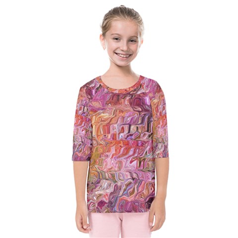 Abstract Crosscurrents Smudged Vibrance Kids  Quarter Sleeve Raglan T-shirt by kaleidomarblingart