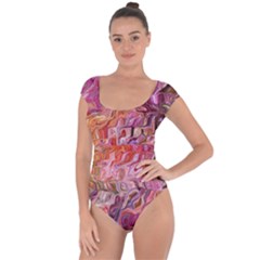 Abstract Crosscurrents Smudged Vibrance Short Sleeve Leotard  by kaleidomarblingart