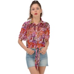 Abstract Crosscurrents Smudged Vibrance Tie Front Shirt  by kaleidomarblingart