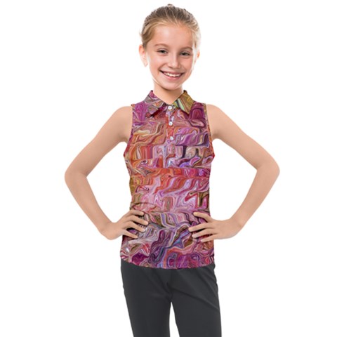 Abstract Crosscurrents Smudged Vibrance Kids  Sleeveless Polo T-shirt by kaleidomarblingart