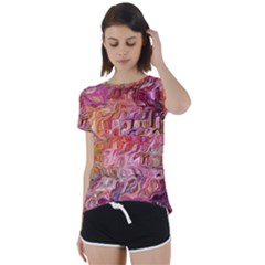 Abstract Crosscurrents Smudged Vibrance Short Sleeve Open Back T-shirt by kaleidomarblingart