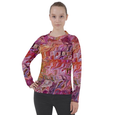 Abstract Crosscurrents Smudged Vibrance Women s Pique Long Sleeve T-shirt by kaleidomarblingart