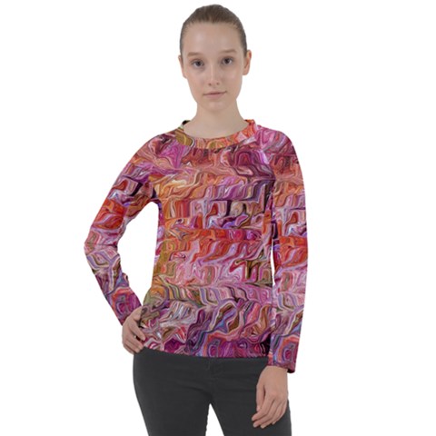 Abstract Crosscurrents Smudged Vibrance Women s Long Sleeve Raglan T-shirt by kaleidomarblingart