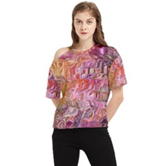 Abstract Crosscurrents Smudged Vibrance One Shoulder Cut Out T-shirt by kaleidomarblingart