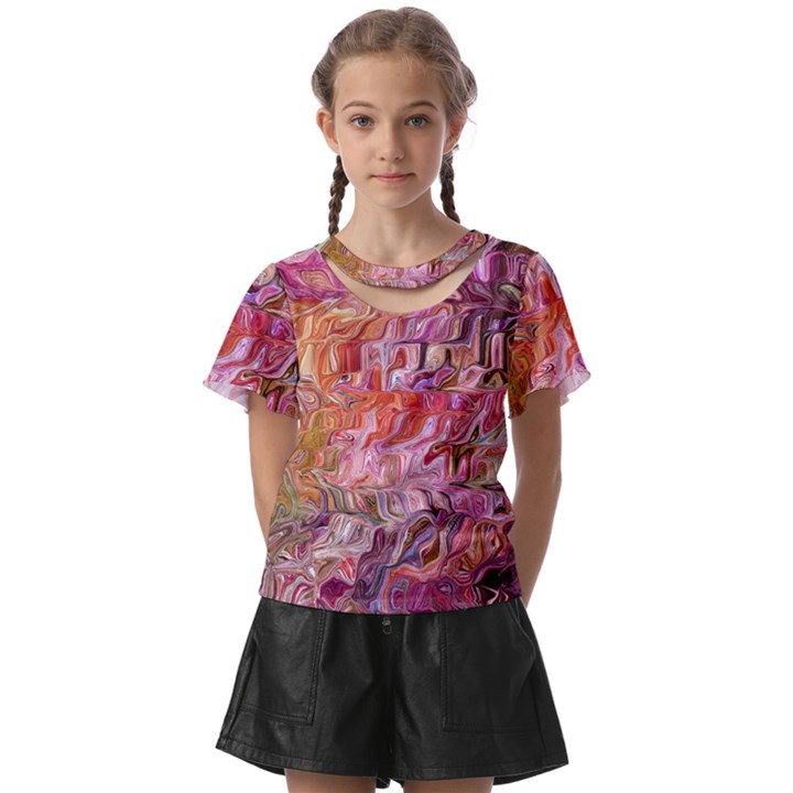 Abstract Crosscurrents Smudged Vibrance Kids  Front Cut T-Shirt