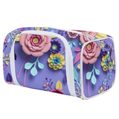 3d Flowers Pattern Flora Background Toiletries Pouch by Bedest