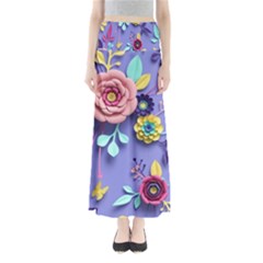 3d Flowers Pattern Flora Background Full Length Maxi Skirt by Bedest