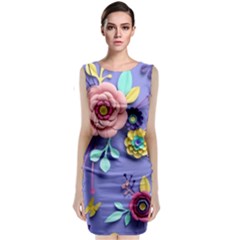 3d Flowers Pattern Flora Background Classic Sleeveless Midi Dress by Bedest