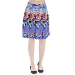 3d Flowers Pattern Flora Background Pleated Skirt by Bedest