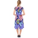 3d Flowers Pattern Flora Background Cap Sleeve Front Wrap Midi Dress View2