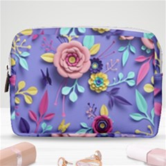 3d Flowers Pattern Flora Background Make Up Pouch (medium) by Bedest