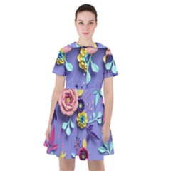 3d Flowers Pattern Flora Background Sailor Dress