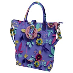 3d Flowers Pattern Flora Background Buckle Top Tote Bag