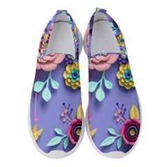 3d Flowers Pattern Flora Background Women s Slip On Sneakers by Bedest