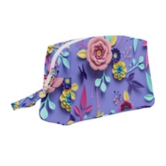 3d Flowers Pattern Flora Background Wristlet Pouch Bag (medium) by Bedest