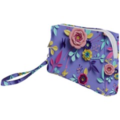 3d Flowers Pattern Flora Background Wristlet Pouch Bag (small) by Bedest