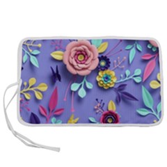 3d Flowers Pattern Flora Background Pen Storage Case (m)