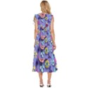 3d Flowers Pattern Flora Background V-Neck Drawstring Shoulder Sleeveless Maxi Dress View4