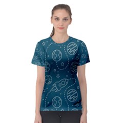 Space Seamless Pattern Women s Sport Mesh T-shirt