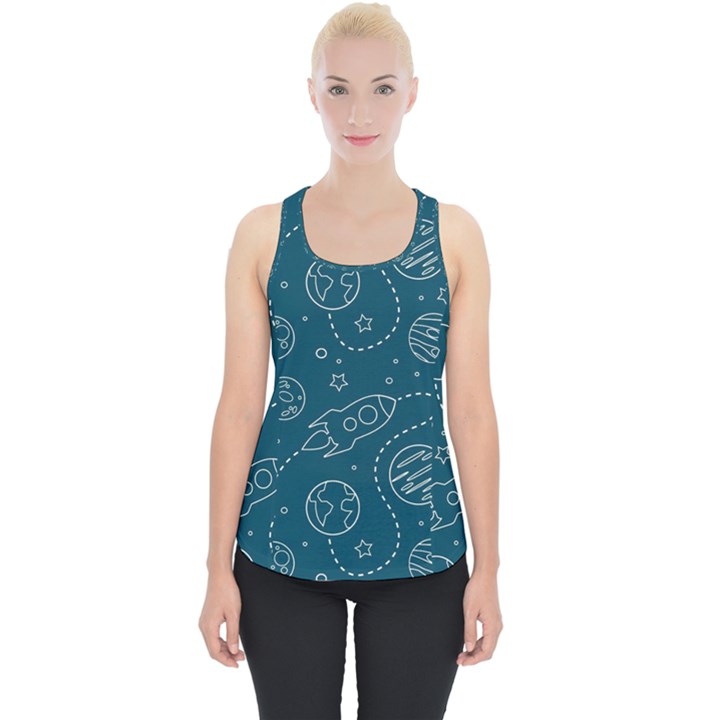 Space Seamless Pattern Piece Up Tank Top