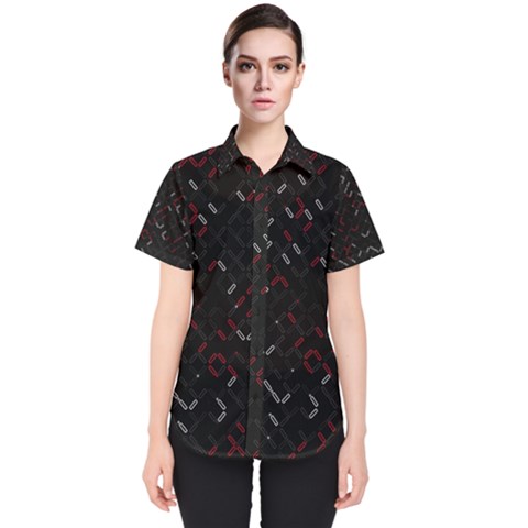 Abstract Dark Pattern Minimal Women s Short Sleeve Shirt by Bedest