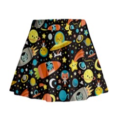 Space Pattern Mini Flare Skirt