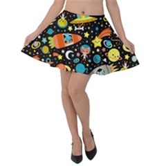 Space Pattern Velvet Skater Skirt by Bedest