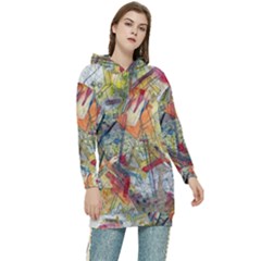 Abstract Background Pattern Women s Long Oversized Pullover Hoodie