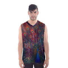 Peacock Feather Bird Men s Basketball Tank Top by Bedest