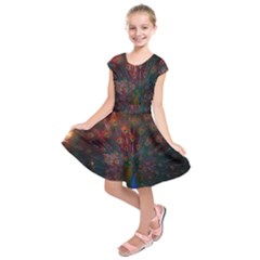 Peacock Feather Bird Kids  Short Sleeve Dress by Bedest