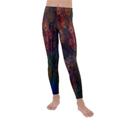 Peacock Feather Bird Kids  Lightweight Velour Leggings by Bedest