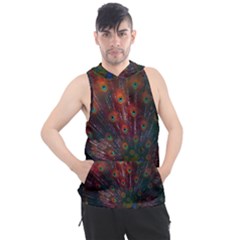 Peacock Feather Bird Men s Sleeveless Hoodie by Bedest