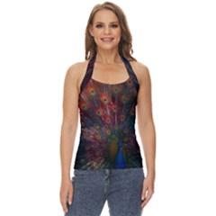 Peacock Feather Bird Basic Halter Top by Bedest