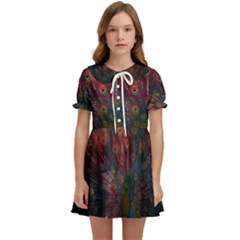 Peacock Feather Bird Kids  Sweet Collar Dress by Bedest