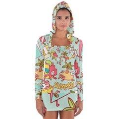 Summer Up Cute Doodle Long Sleeve Hooded T-shirt by Bedest