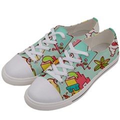 Summer Up Cute Doodle Men s Low Top Canvas Sneakers by Bedest